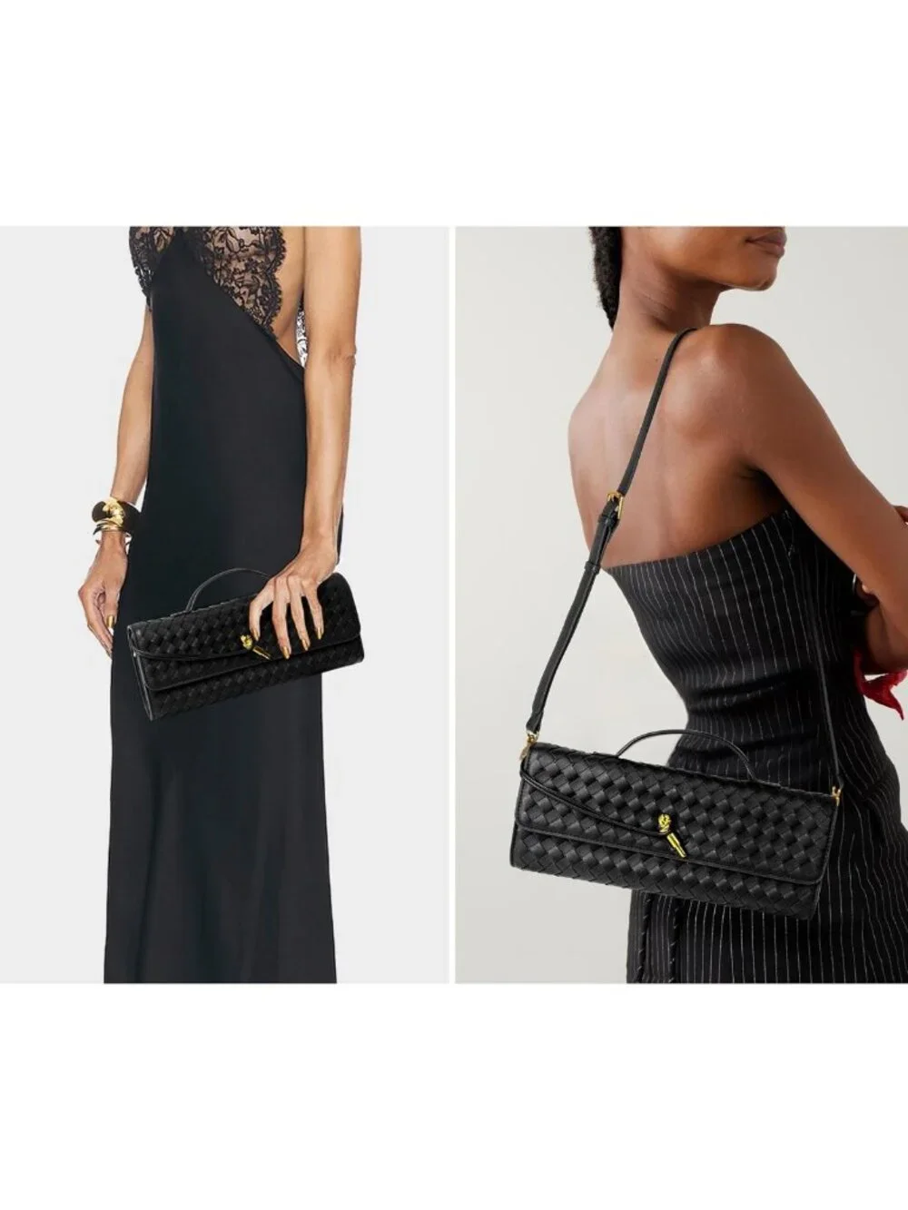Stylish Woven Evening Clutch Purse | Vegan Leather Crossbody Handbag for Women